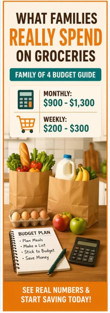 Wondering what a realistic grocery budget for a family of 4 looks like? See monthly and weekly cost ranges, real examples, and simple ways families stay on budget. Great for meal planning, saving money, and managing rising food prices.