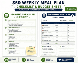 11 Realistic $50 Weekly Meal Plan Ideas for Families (Grocery List ...