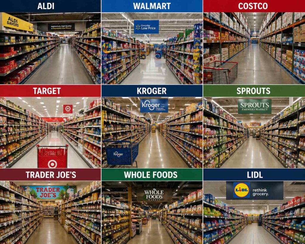 Take a look inside the cheapest grocery stores ranked in America. This photo grid compares real store aisles from top supermarkets, helping you see where families shop to save the most money. A quick visual guide to understand store layouts, pricing styles, and where your grocery budget goes further.
