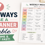 Landscape featured image showing a weekly meal planner printable with organized meals and tips to save time and grocery money.