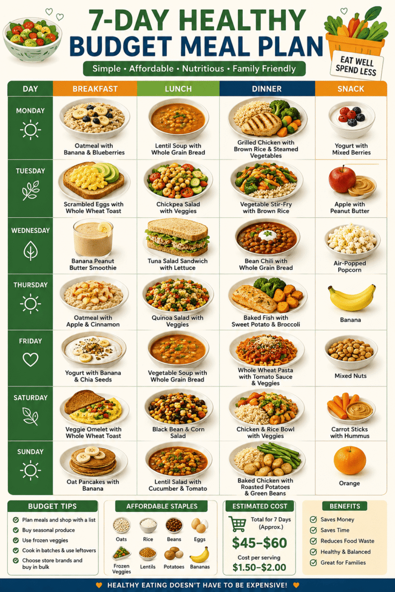 7-Day Healthy Budget Meal Plan for Families (Cheap & Easy Meals ...