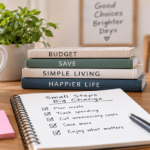 How to start living frugally when you overspend with a budget planner, savings jar, calculator, and simple money-saving habits