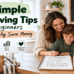 21 simple frugal living tips for beginners to save money on groceries, bills, shopping, and everyday family expenses.